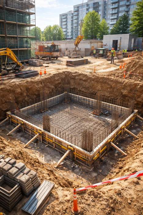 Подготовка строительной площадки под лифтовую конструкцию